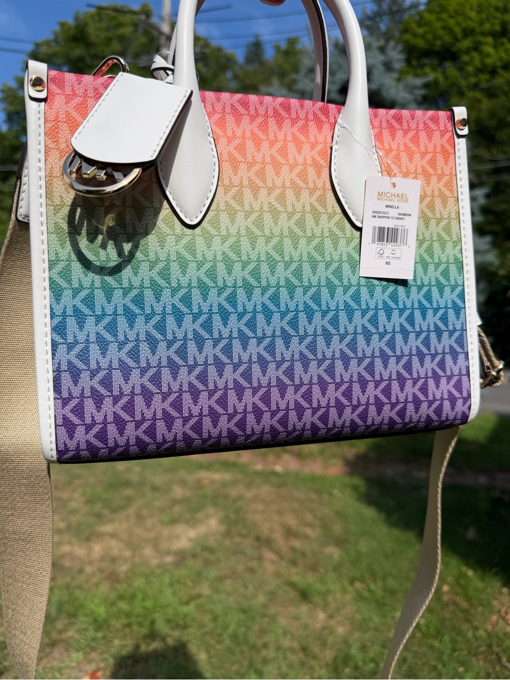 RARE Michael Kors Mirella Small Rainbow Signature Logo Crossbody Bag NWT - Picture 10 of 10